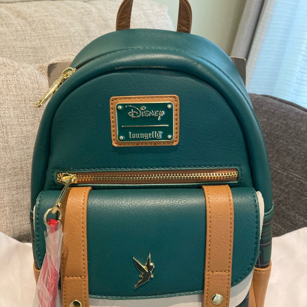 Loungefly Green and Tan Backpack with Gold Accents. Eight Three Five Exclusive